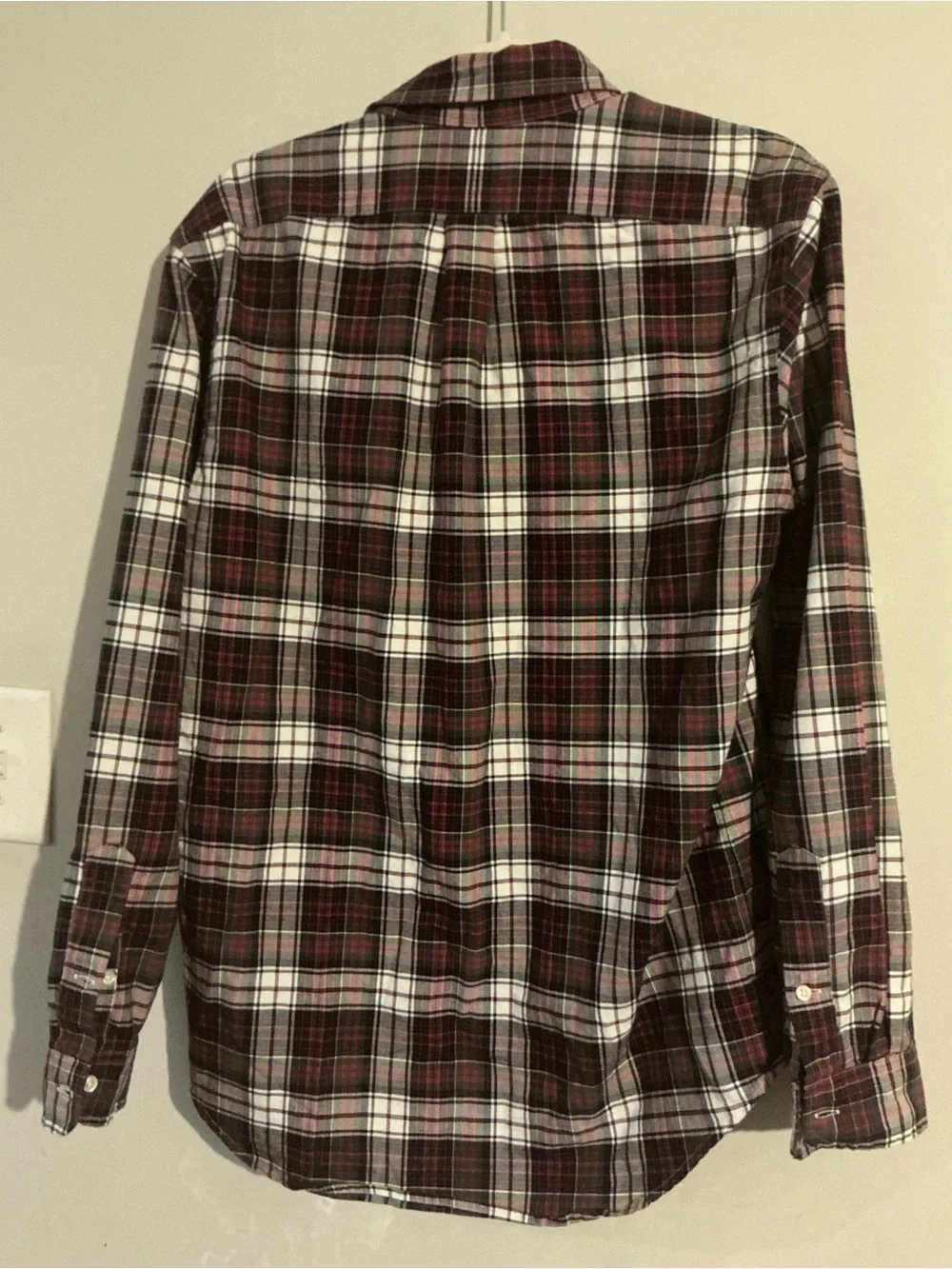 Polo by Ralph Lauren Men's Burgundy and White Plaid Button-Down Shirt